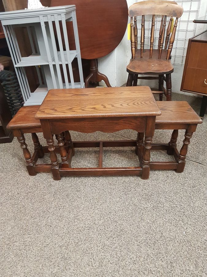 Antique Good Solid Oak Nest of  Occasional Coffee Tables 