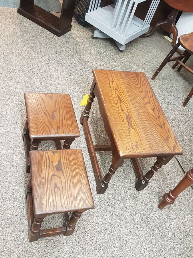 Antique Good Solid Oak Nest of  Occasional Coffee Tables 