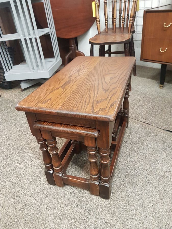 Antique Good Solid Oak Nest of  Occasional Coffee Tables 