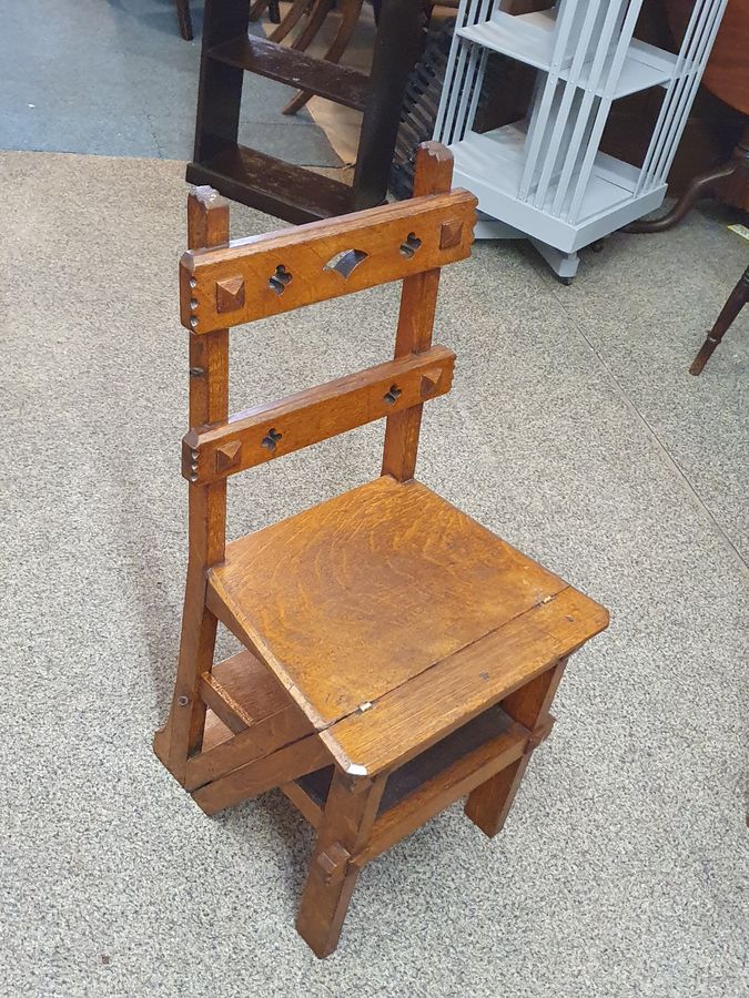 Good Antique Arts & Crafts Metamorphic Library Step Chair