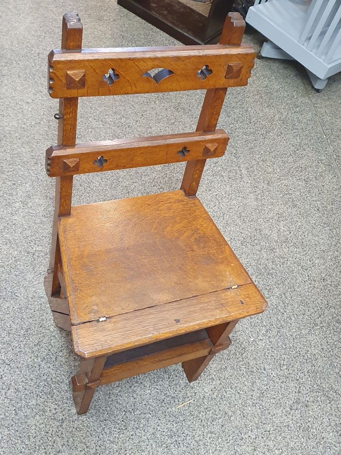 Antique Good Antique Arts & Crafts Metamorphic Library Step Chair