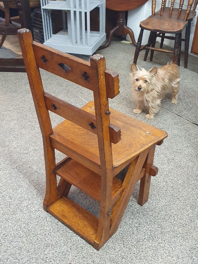 Antique Good Antique Arts & Crafts Metamorphic Library Step Chair