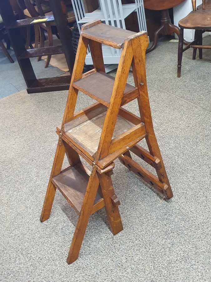 Antique Good Antique Arts & Crafts Metamorphic Library Step Chair