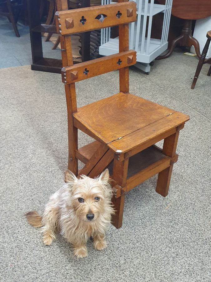 Antique Good Antique Arts & Crafts Metamorphic Library Step Chair