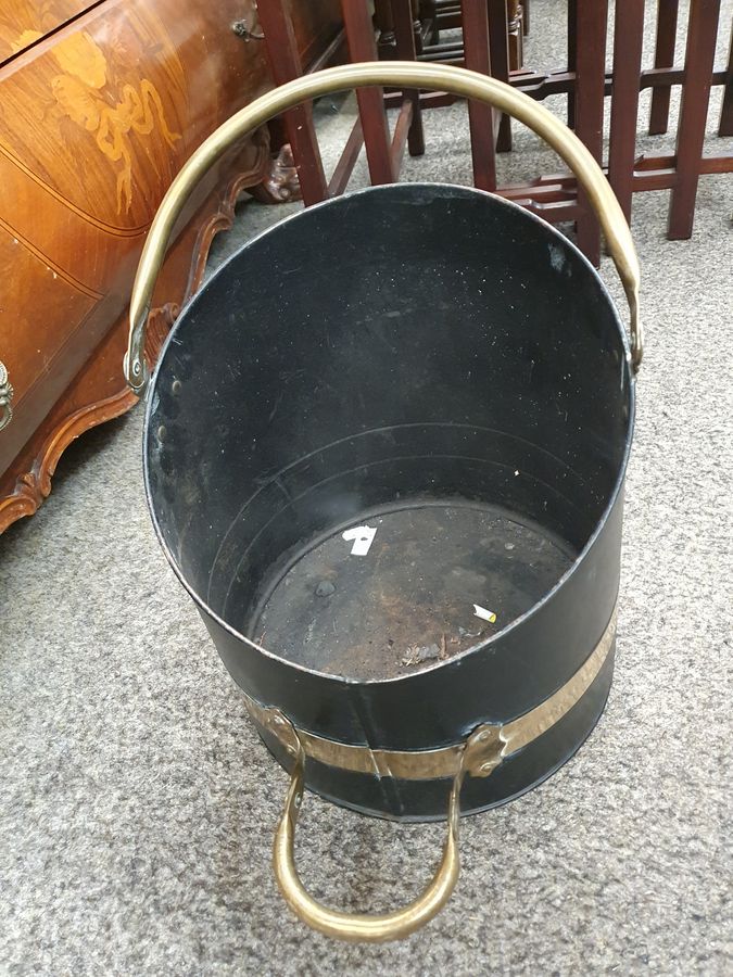 Antique Good 1920's  Coal Scuttle Log Bin