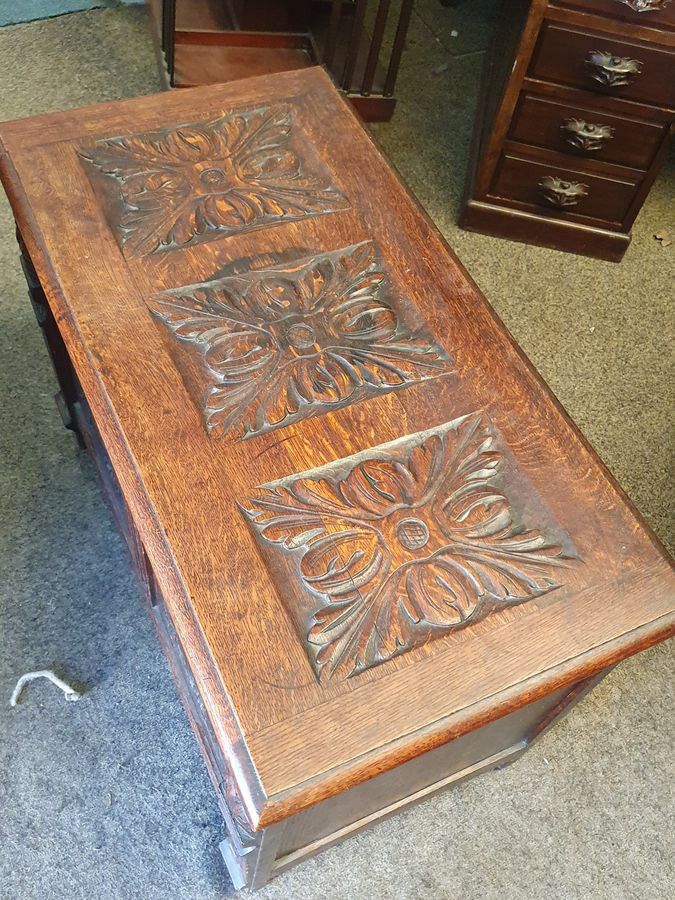 Antique Good Antique Edwardian Oak Blanket Box Coffer Chest