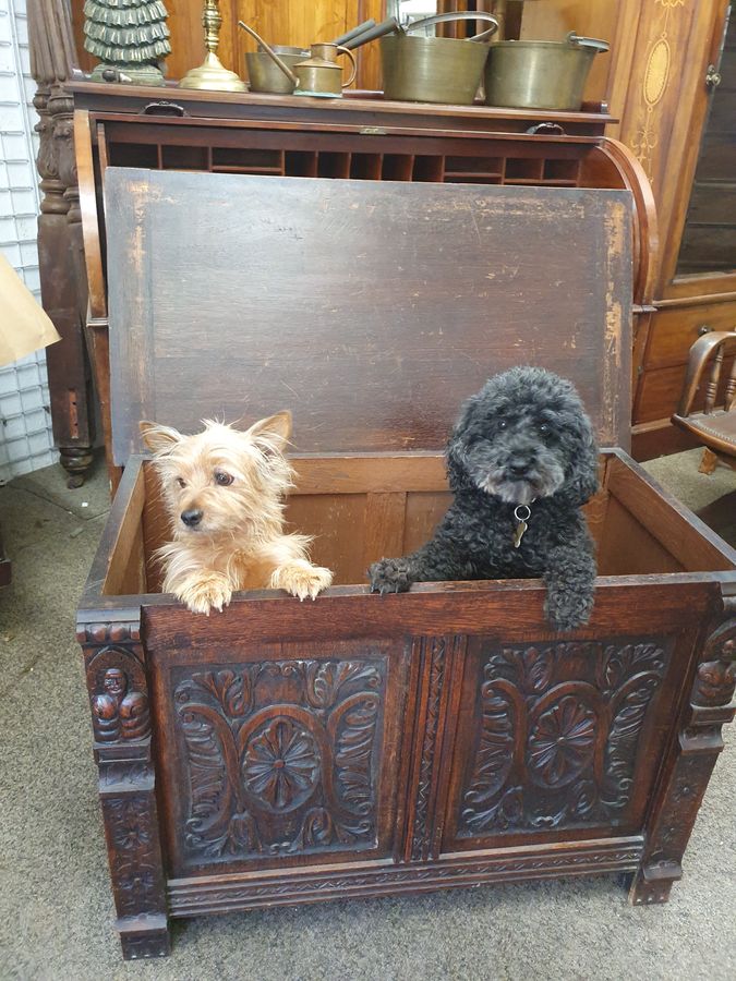 Antique Good Antique Edwardian Oak Blanket Box Coffer Chest