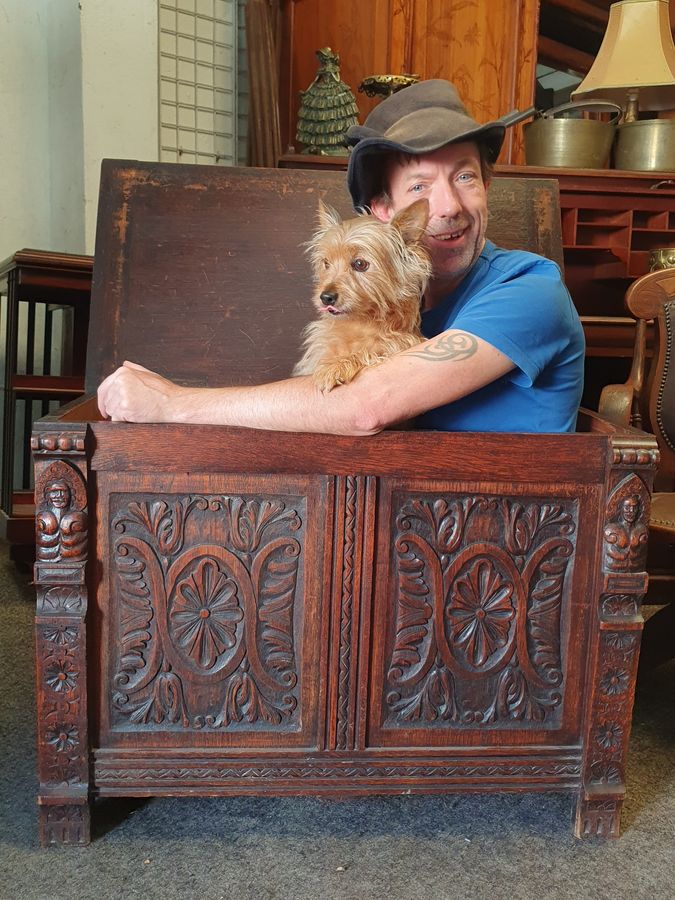 Antique Good Antique Edwardian Oak Blanket Box Coffer Chest