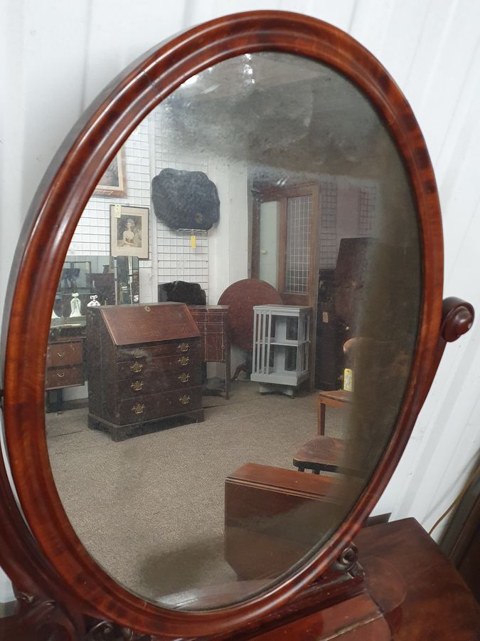 Antique Large Antique 19thC Victorian Dressing Table Swing Mirror