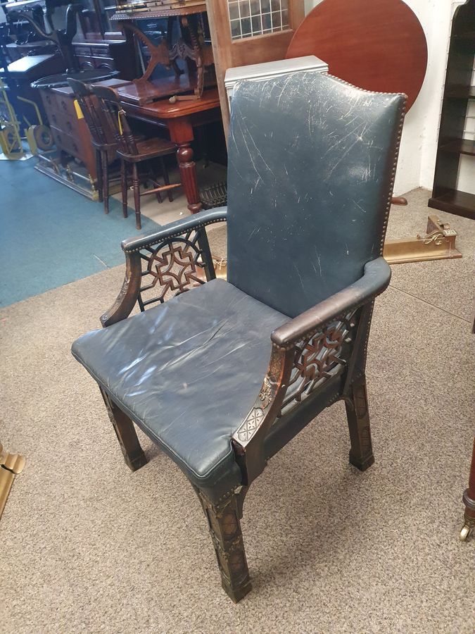 Good Antique Style Leather Desk Chair Armchair