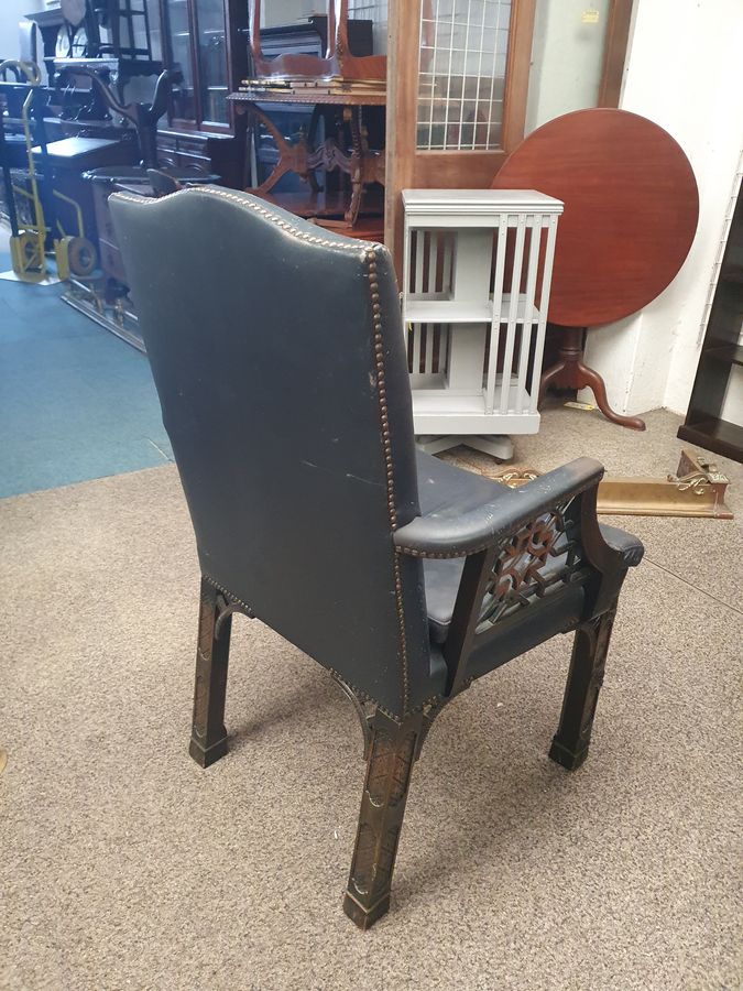 Antique Good Antique Style Leather Desk Chair Armchair 