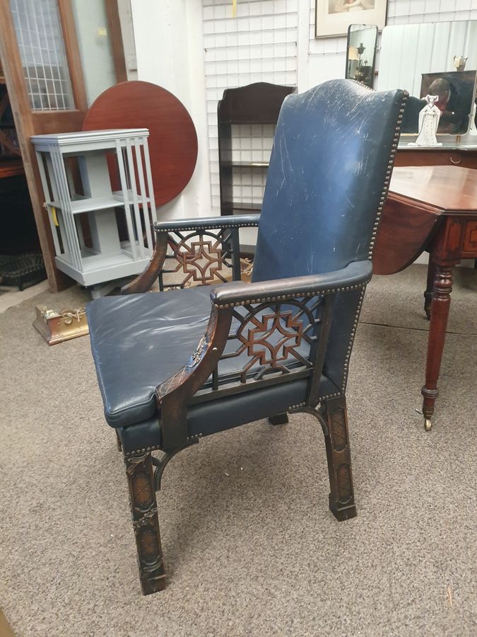 Antique Good Antique Style Leather Desk Chair Armchair 