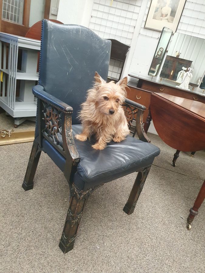 Antique Good Antique Style Leather Desk Chair Armchair 