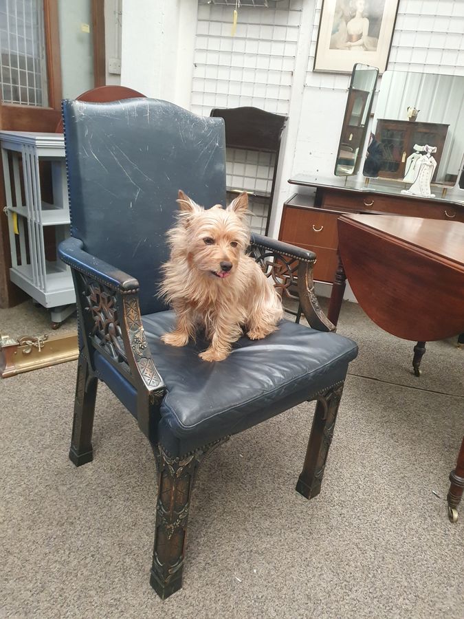 Antique Good Antique Style Leather Desk Chair Armchair 