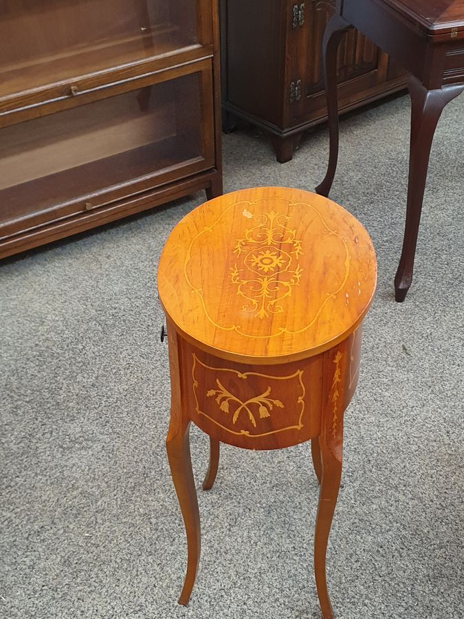 Antique Good Vintage Small French Style Inlaid Lamp Occasional Table 