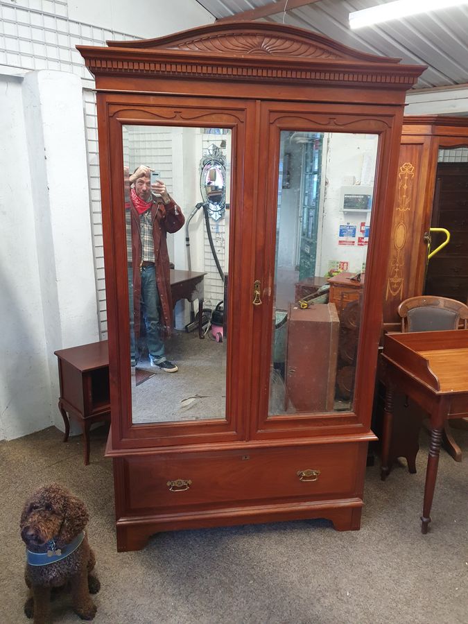 Antique Good Antique Mirror Door Wardrobe 