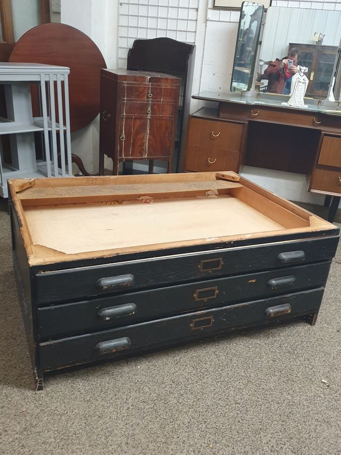 Antique Good Antique 1920's Office Architect Plan Art Chest of Drawers 