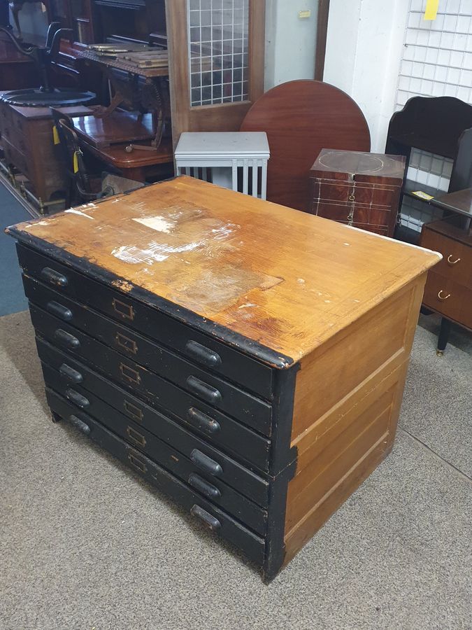 Antique Good Antique 1920's Office Architect Plan Art Chest of Drawers 