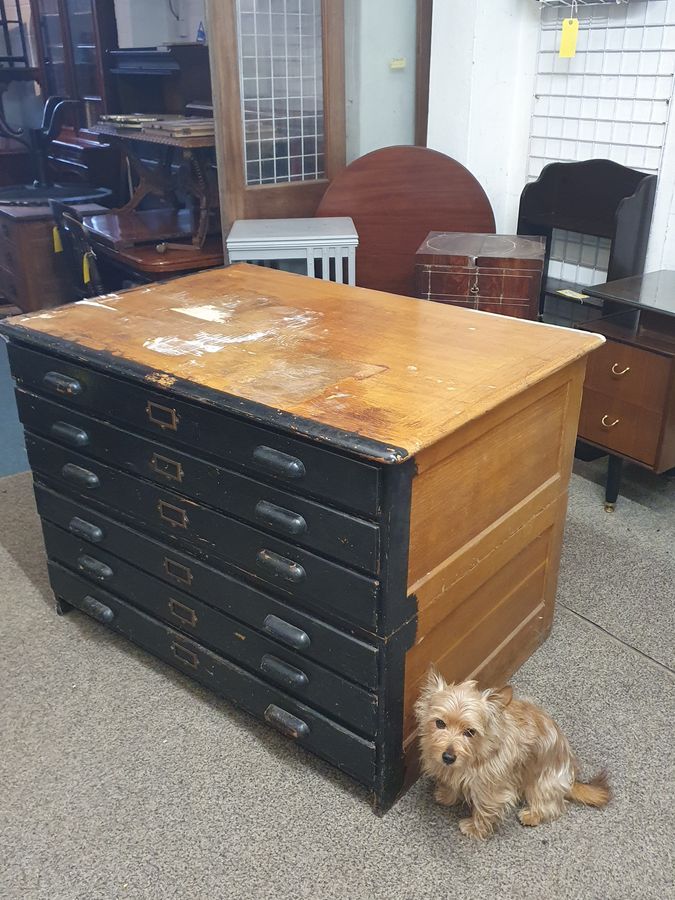 Antique Good Antique 1920's Office Architect Plan Art Chest of Drawers 