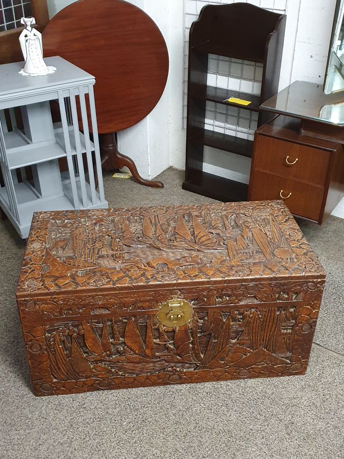 Good Antique 1920's Chinese Oriental Camphor Wood Box Chest