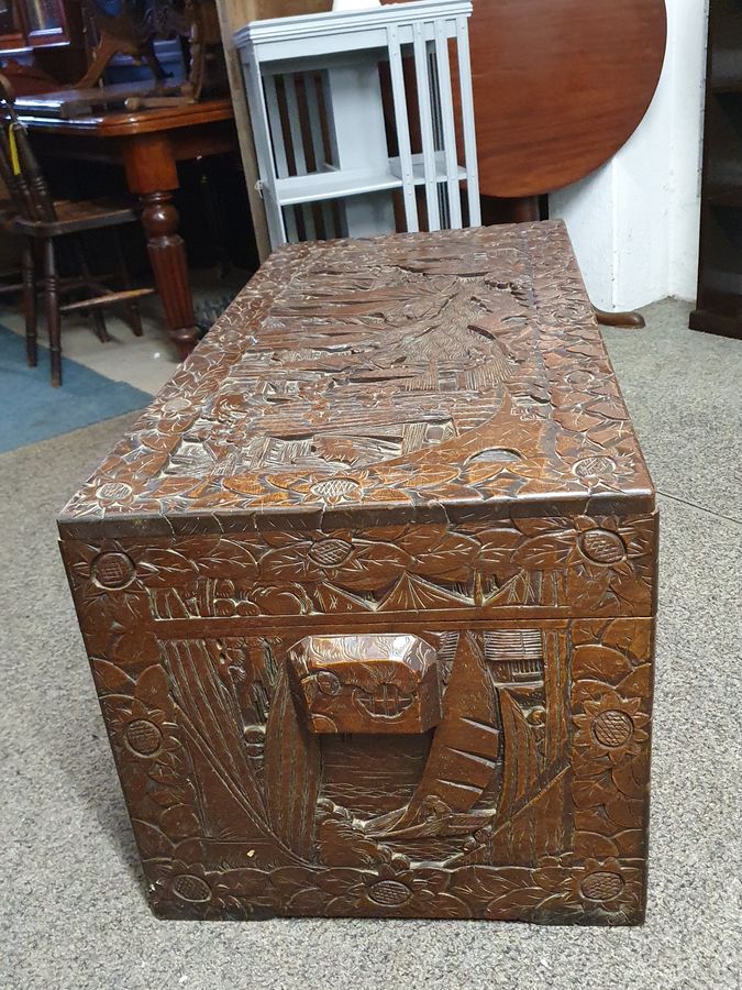 Antique Good Antique 1920's Chinese Oriental Camphor Wood Box Chest 