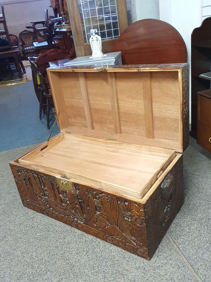 Antique Good Antique 1920's Chinese Oriental Camphor Wood Box Chest 