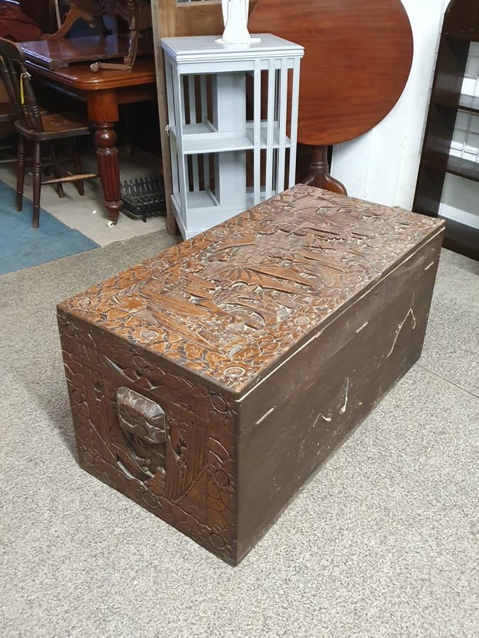 Antique Good Antique 1920's Chinese Oriental Camphor Wood Box Chest 