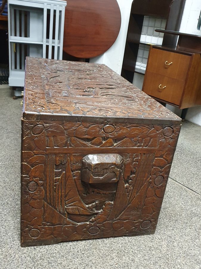 Antique Good Antique 1920's Chinese Oriental Camphor Wood Box Chest 