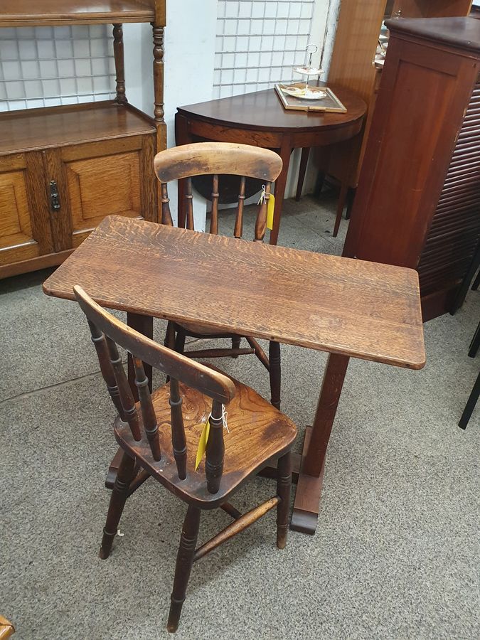 Antique Good Antique Oak Side Writing Hall Refectory Table