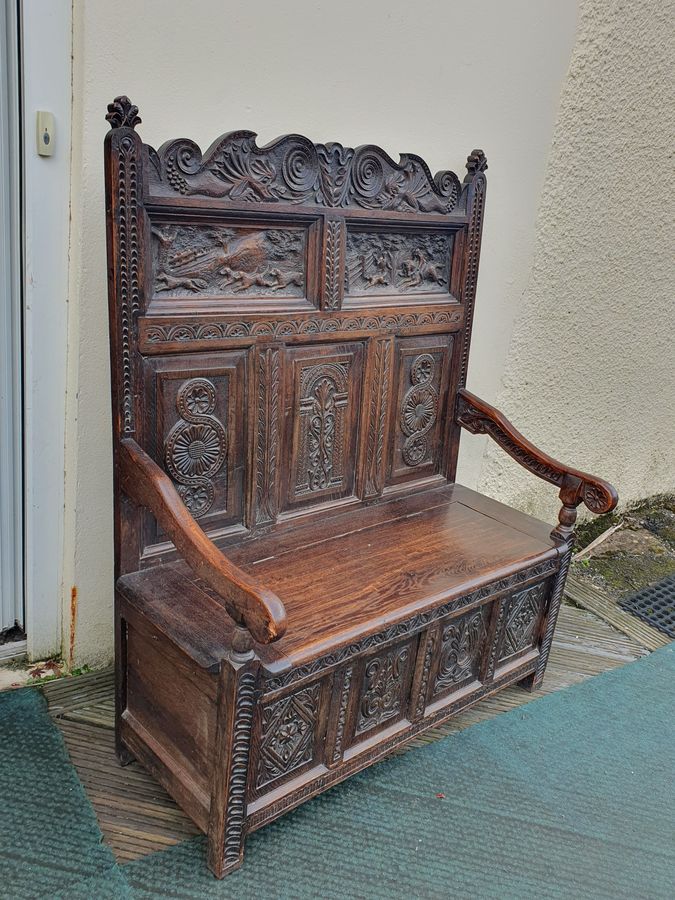 Good Antique Hall Seat Settle Bench