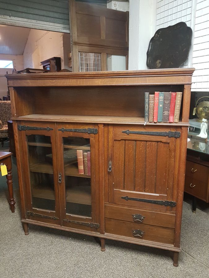 Good Antique Arts & Crafts Liberty Style Oak Bookcase Side Cabinet