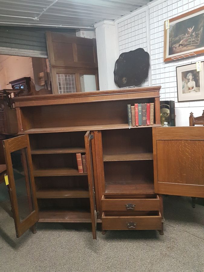 Antique Good Antique Arts & Crafts Liberty Style Oak Bookcase Side Cabinet