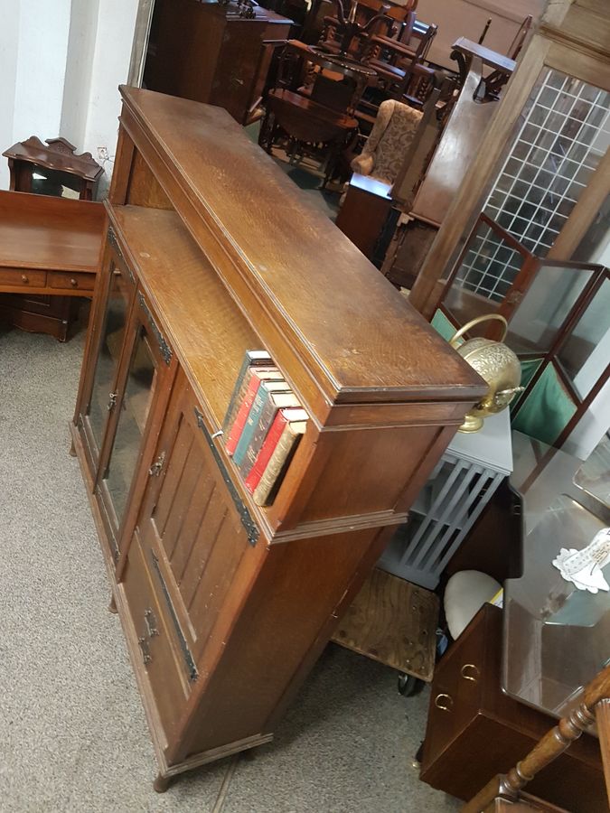 Antique Good Antique Arts & Crafts Liberty Style Oak Bookcase Side Cabinet