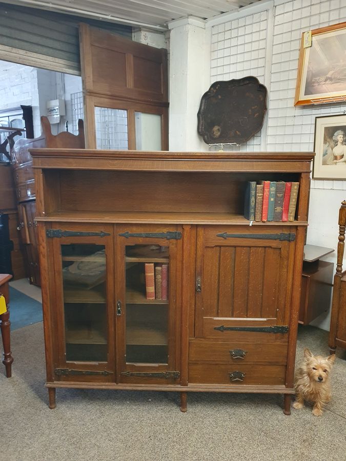 Antique Good Antique Arts & Crafts Liberty Style Oak Bookcase Side Cabinet