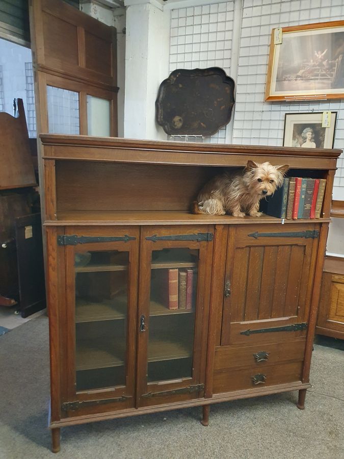 Antique Good Antique Arts & Crafts Liberty Style Oak Bookcase Side Cabinet