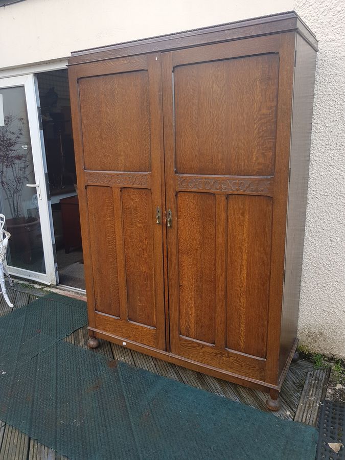 Antique Edwardian Oak Wardrobe