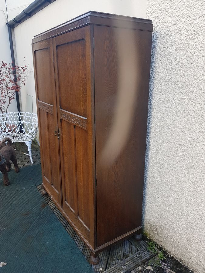 Antique Antique Edwardian Oak Wardrobe 