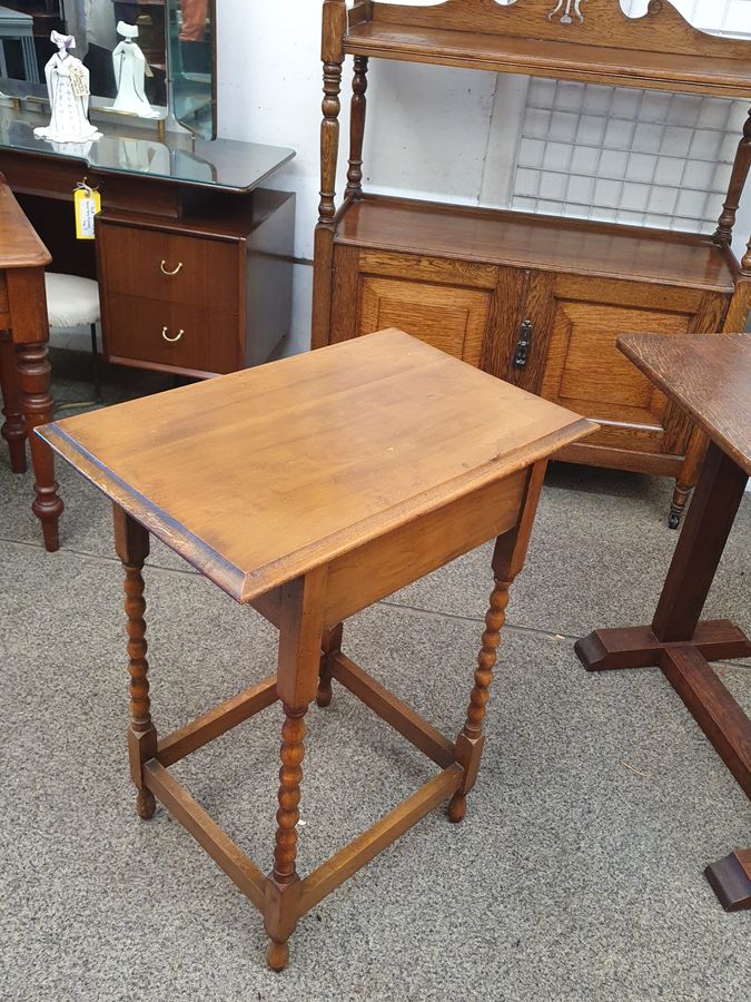 Antique Small Antique Edwardian Oak Side Lamp Occasional Table 