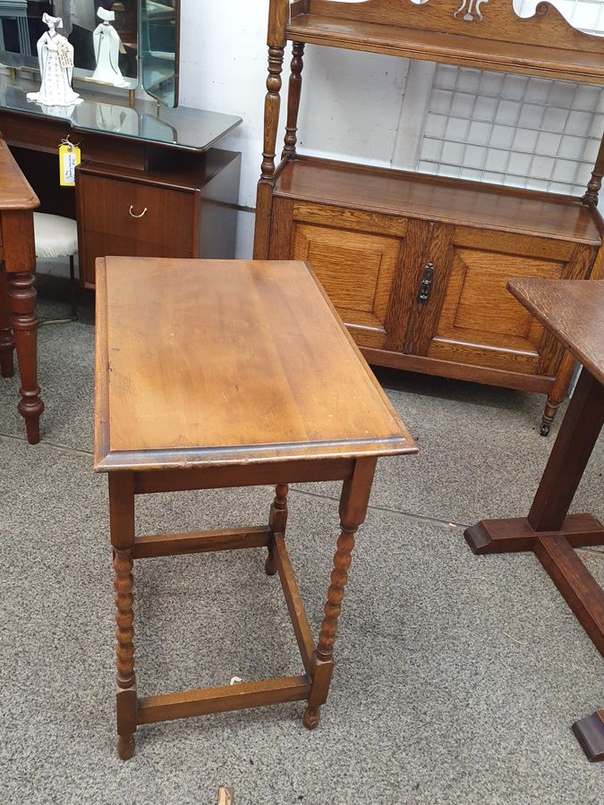 Antique Small Antique Edwardian Oak Side Lamp Occasional Table 