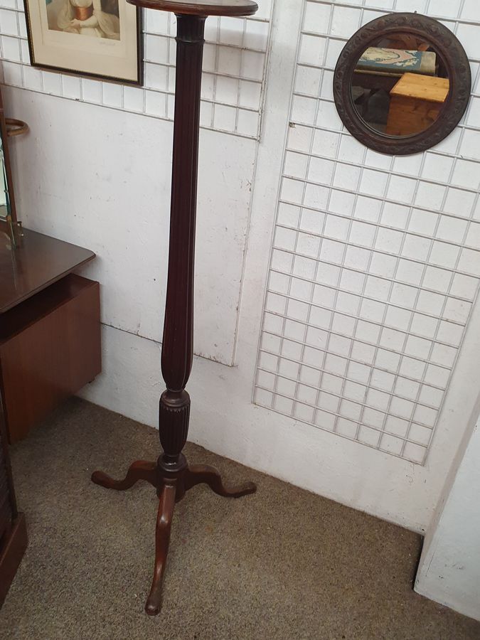 Antique Good Tall Antique Torchere Plant Stand 