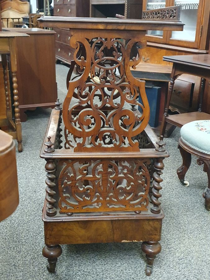 Antique Good Antique Victorian Walnut Canterbury Whatnot Magazine Newspaper Stand Side Table