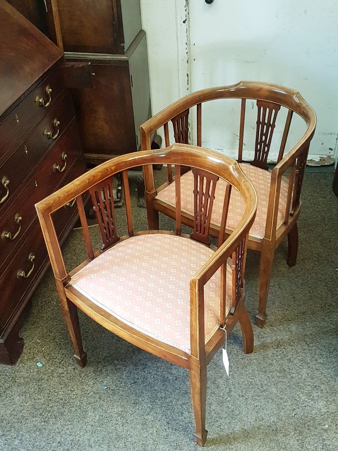 Good Pair of Edwardian Tub Chair Armchairs