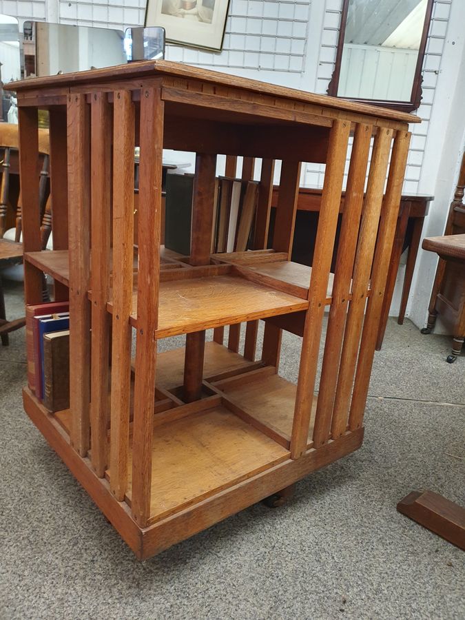 Antique Goid Antique Oak Revolving Bookcase 