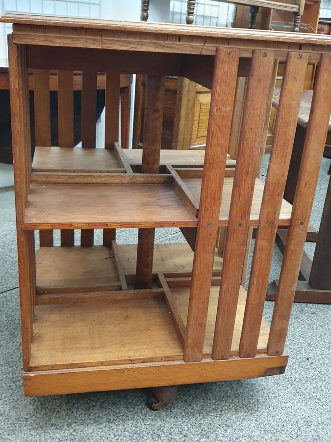 Antique Goid Antique Oak Revolving Bookcase 