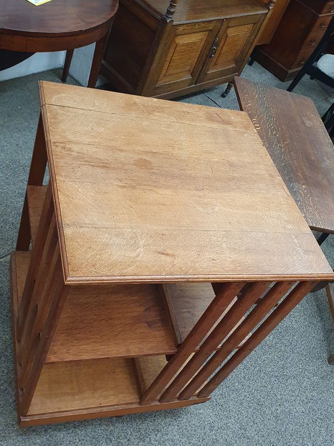 Antique Goid Antique Oak Revolving Bookcase 