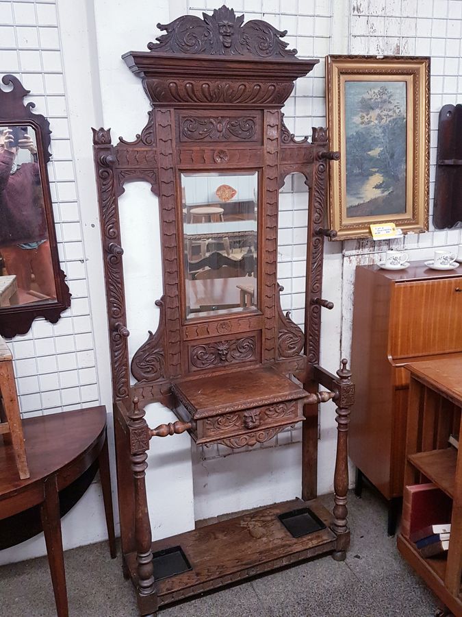 Good Antique Green Man Hall Stand