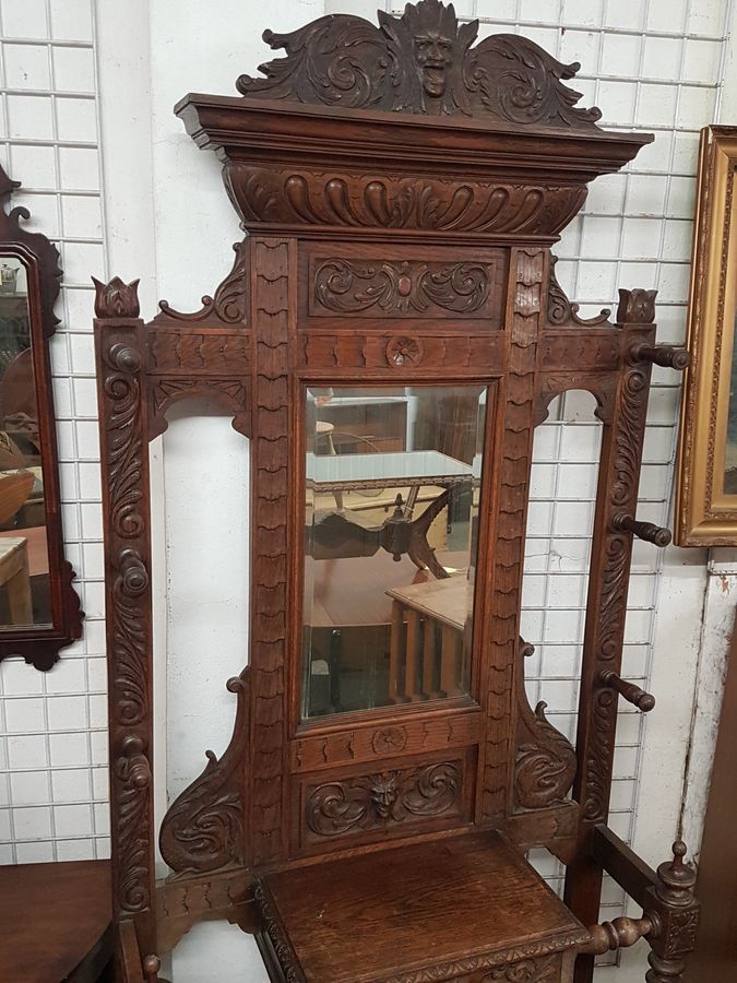 Antique Good Antique Green Man Hall Stand 