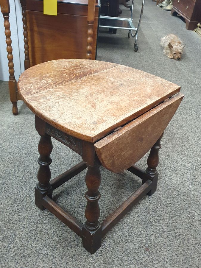 Antique Small Antique Oak Coffee Lamp Occasional Table 