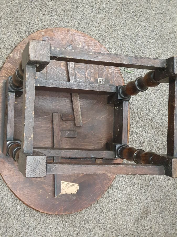 Antique Small Antique Oak Coffee Lamp Occasional Table 