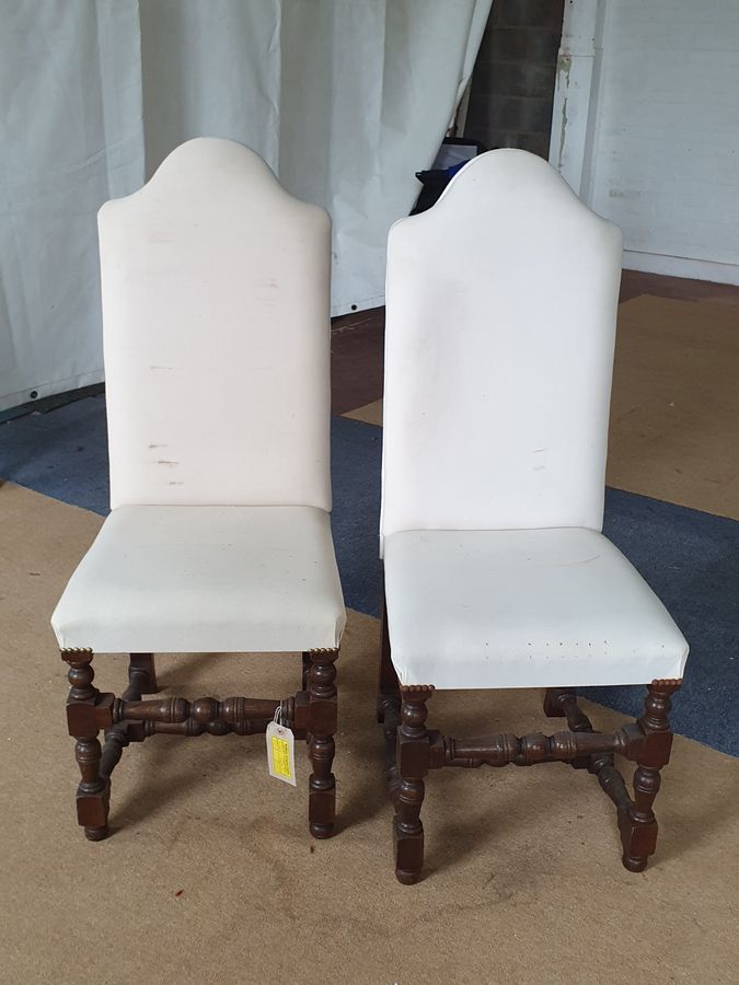 Good Pair of Antique Style High Back Oak Chairs